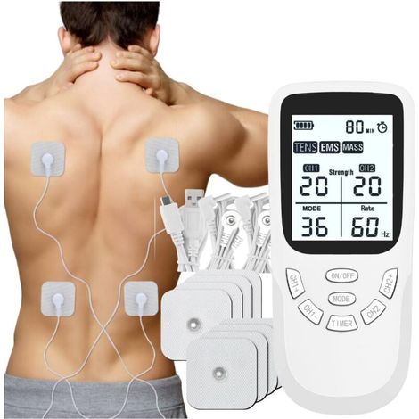 3 In 1 Tens Ems Zweikanal-muskel-elektrostimulator, Perfekt Zur Schmerzlinderung Und Stimulation Der Bauch-, Gesäß- Und Brustmuskeln, 36 Massageprogramme + 8 Elektroden