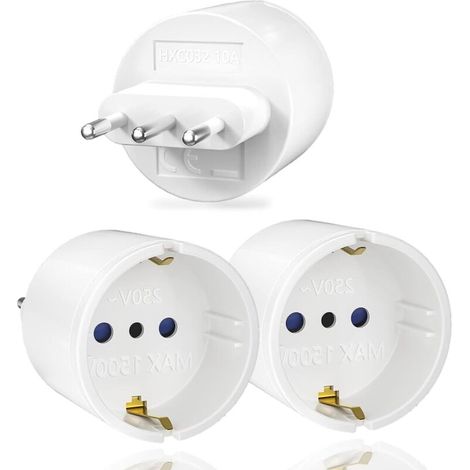 3 Stück Italien Reiseadapter, Frankreich Auf Italien Reisestecker, Italien Typ L Steckeradapter Für Italien, Syrien, Uruguay, Chile, Malediven