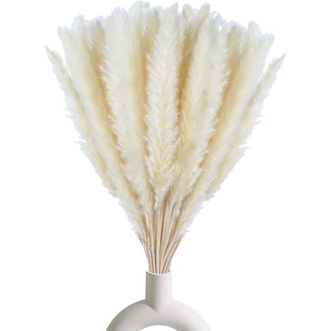 30 Stück Getrocknete Pampasgras-dekoration, Natürliche Getrocknete Blumen 45 Cm Weiß, Für Boho-tischdekoration, Hochzeits- Und Partydekoration Für Wohnzimmer, Schlafzimmer, Küche, Balkon (vase Nicht I