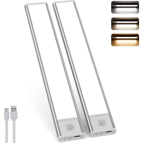 30 Cm Led-schranklampe, Mit Bewegungssensor, 2500 Mah, Wiederaufladbar Über Usb, 4 Modi, Dimmbare Beleuchtung, Küche, Arbeitszimmer, Nachtlicht, Treppe, Magnetische Halterung, 2 Stück