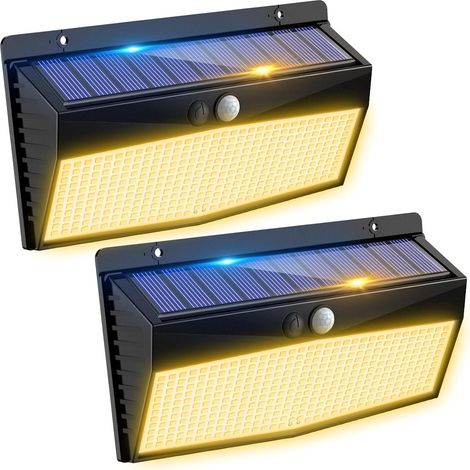 368led Solarleuchte Mit Bewegungsmelder Für Den Außenbereich, 3 Solarlichtmodi, Wasserdichte Solarbeleuchtung Für Wand, Garten, Außenbereich, Garage, Innenhof [warmweiß, 2 Stück]