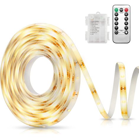 3m 60 Led Ribbon Led-lichtleiste, Batteriebetrieben Mit Fernbedienung, 8 Modi, Selbstklebend, Wasserdicht Für Die Hintergrundbeleuchtung Zu Hause