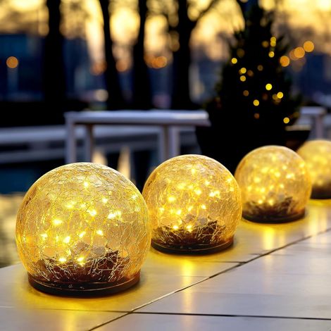 4 Stück 3,9 Zoll Solarleuchten Für Den Außenbereich, Wasserdicht, Solarkugeln Für Den Garten, Zerbrochene Glaskugel, Bodenlandschaft, Gartendekoration Für Terrasse Und Rasen