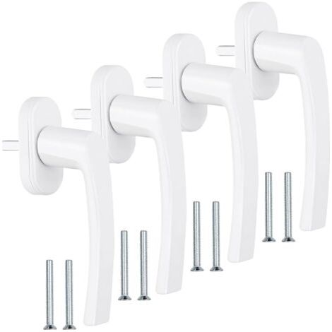 4 Stück Fenstergriff, Pvc-fenstergriff Ohne Schließzylinder Mit 8 Schrauben, Weißer Aluminium-fenstergriff, Länge 35 Mm, Für Fenster, Balkontüren Und Zuhause