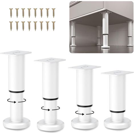4 Stück Verstellbare Möbelbeine, Edelstahl-möbelbeine, Verstellbare 8–12 Cm Grundbeine, Tischbeine, Sofabeine, Schrankbeine, Bettbeine (weiß)