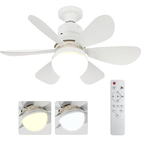 42 Cm Leiser Deckenventilator Mit Led-licht, 30 W, E27, Dimmbar – Fernbedienung, 3 Geschwindigkeiten, 6 Flügel, Schnelle Installation