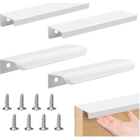 4er-set, Weißer Unsichtbarer Griff, 120 Mm, Zwei Modelle, Weißer Unsichtbarer Möbelgriff, Verdeckter Türgriff Aus Aluminium, Versenkter Griff, Unsichtbarer Aluminiumprofilgriff Mit Schrauben