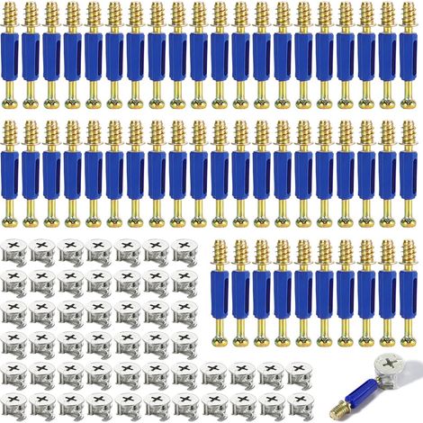 50 Stück Exzentrische Möbelverbinder, Möbelverbinder, Schrankverbinder, Möbelschrauben, Mit Exzentrischer Schraube Und M6-schrauben-montagestift 40 Mm