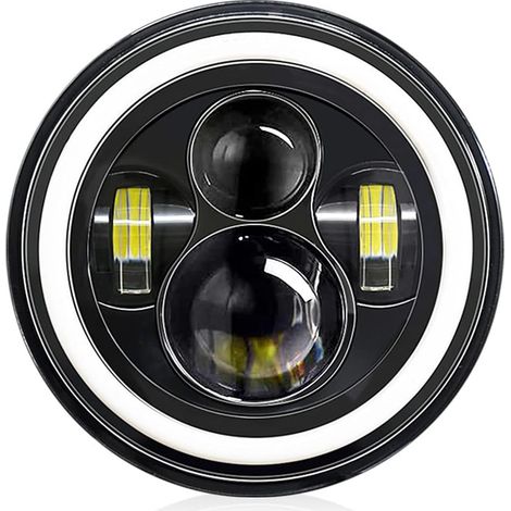 7-zoll-auto-/motorrad-led-scheinwerfer, 4 Modi, H4-led-arbeitslicht, 140 W, 14000 Lm, Angel Eyes-scheinwerfer, 6000 K Weiß/3000 K Bernstein, Für 9 V–30 V, Auto, Motorrad, Autos, Lkw, Bus, Suv, Atv