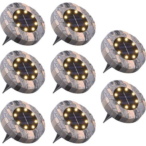 8er-pack Solarleuchten Für Den Außenbereich, 8 Leds, 100 Lm, Ip65, Wasserdichte Solar-gartenleuchten Für Wege, Auffahrt, Hof Usw. Warmweiß