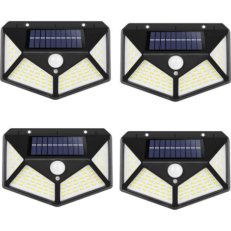 Aiducho Solarleuchte Für Den Außenbereich, 100 Leds, 4 Stück, Solarbeleuchtung Für Den Außenbereich, Bewegungsmelder, Wasserdichte Beleuchtung, Solarstrahler Für Den Außenbereich, 1200 Mah, Leistungss