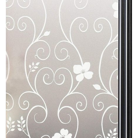Anti-späh-fensterfolie, Selbstklebend Für Sichtschutz, Fensterfolie, Elektrostatische Fensterfolie, Undurchsichtige Verglasung, Dekorative Fensterfolie, Anti-uv, 30 X 200 Cm, Weiße Blume