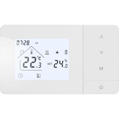 Batteriebetriebener Gaskesselthermostat, Täglich Programmierbar, Batterie- Oder Usb-betrieben, Weiß