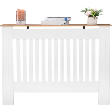Bluedeer – Weiße Mdf-heizkörperabdeckung – Belüftete Dekorplatte – Traditionelles Vertikales Streifendesign – Maße 112 X 19 X 81,5 Cm