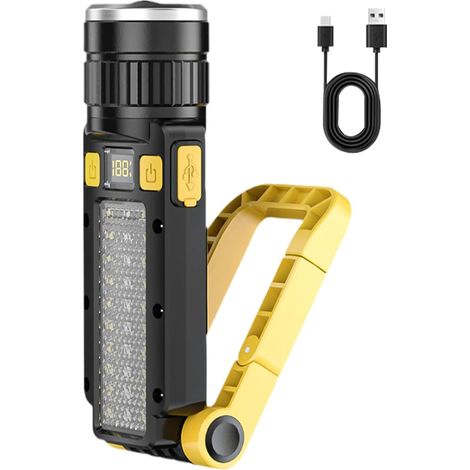 Camping-taschenlampe, Helle Taschenlampe, Wiederaufladbare Usb-led-batterieanzeige, Wasserdicht, Für Ausfall, Terrasse, Zelt, Sturm, Festival, Nachtangeln