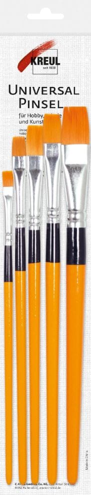 Kreul Hobby Line Universalpinsel Synthetics Flach, 5er Set Pinsel & Stifte