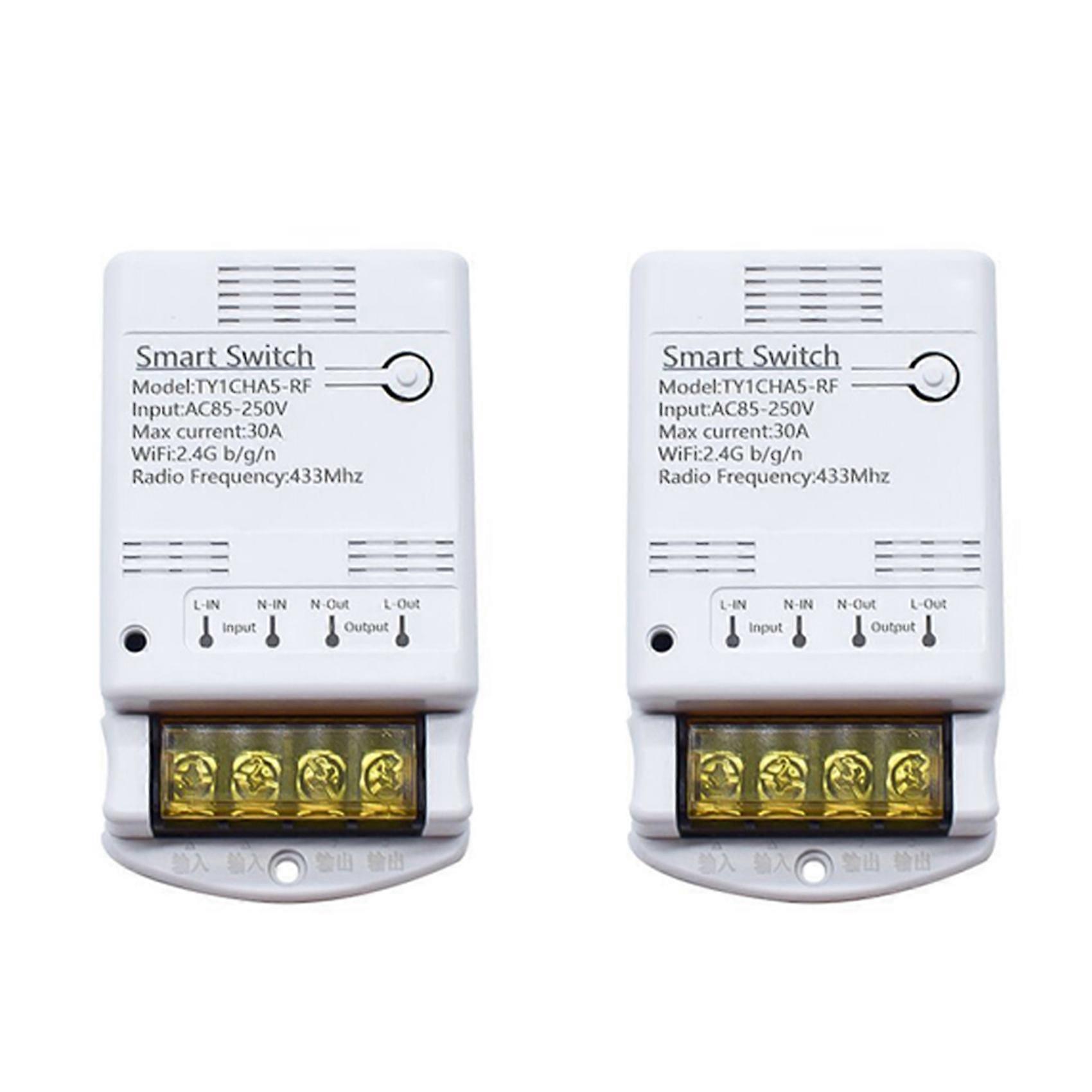 2 Modules Relais Tuya Wifi 30a 85-250v, Interrupteur Intelligent Diy, Contrôleur Rf 433 Mhz, Application Smartlife, Minuterie Vocale.