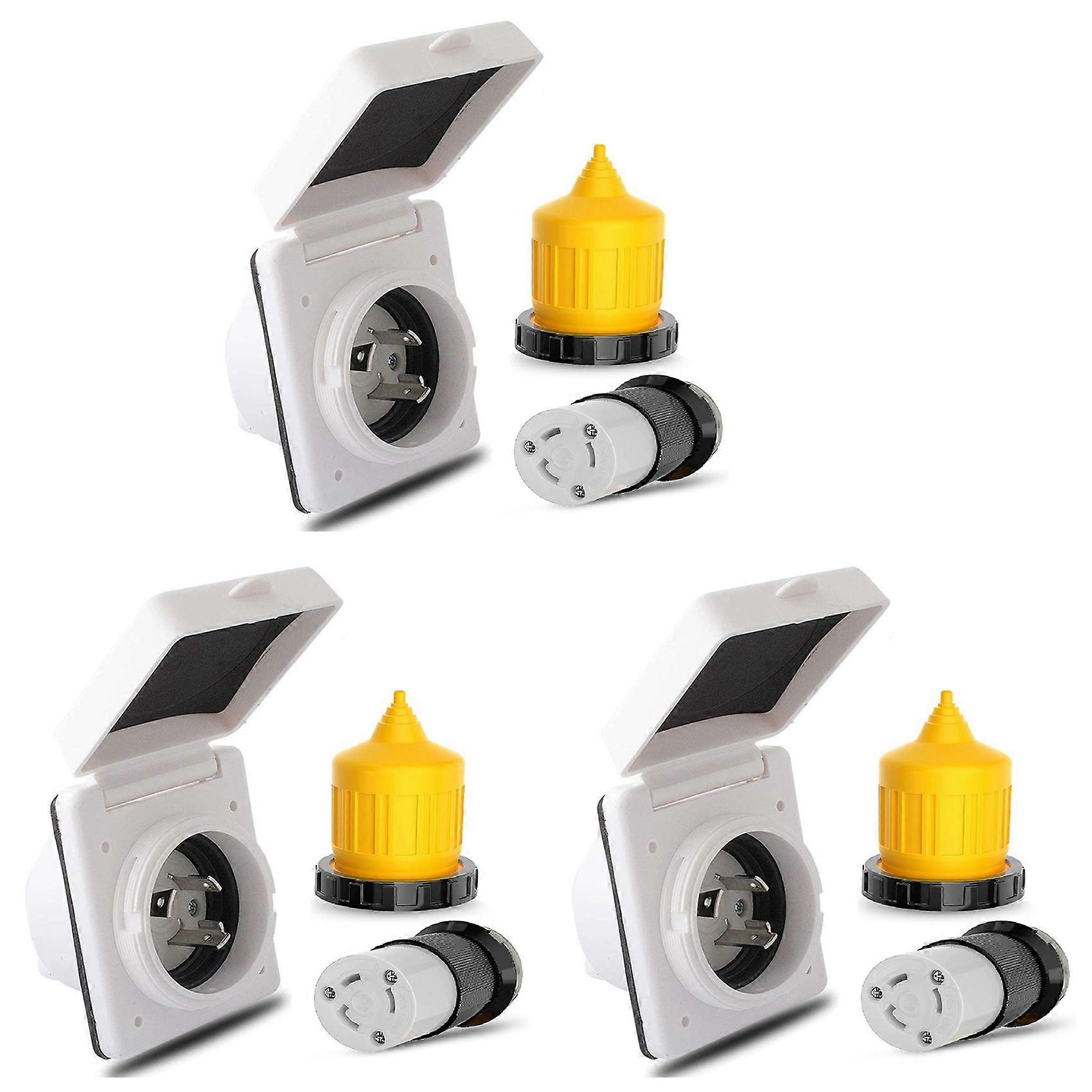 Kit D'Alimentation De Quai 3 Prises 30 A Pour Vr Avec Protection De Câble, Connecteurs Mâles Et Femelles Nema L5-30p Et L5-30r, 125 V
