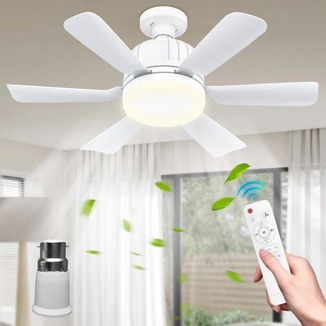 Deckenventilator Mit Licht Und Fernbedienung – 46 Cm Leiser E27-deckenventilator Mit 3 Stufen, Dimmbare Led-lampe, 3 Windstufen, 2/4-stunden-timer, Für Zimmer (weiß)