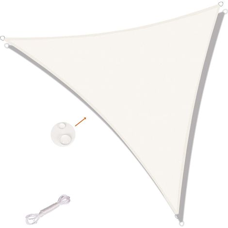 Dreieckiges Sonnensegel, 5 X 5 X 5 M, Wasserdicht, Uv-beständig, Für Garten, Terrasse, Balkon, Weiß