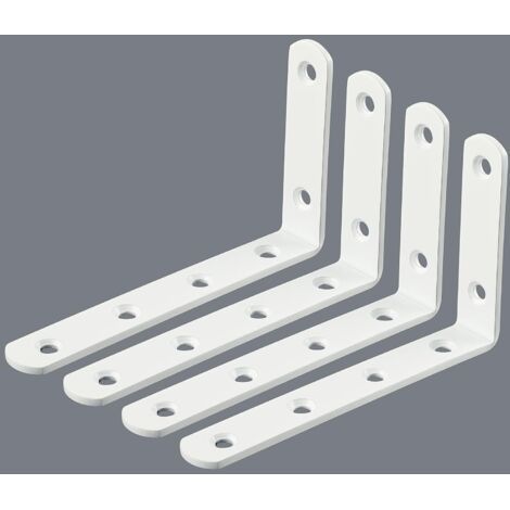 Eckregalhalterung, Eckhalterung, Regalhalterung, Wandaufhängung, 125 Mm, 75 Mm, Glänzend Weiß Lackierter Edelstahl, 4 Stück, Ej5207w-4p-muntra