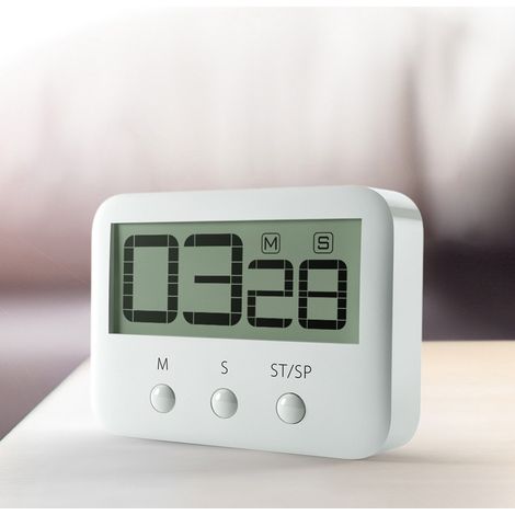 Magnetischer Küchentimer Mit Großem Lcd-bildschirm, Stoppuhr, Leistungsstarkem Alarm Und Countdown-timer, Weiß.
