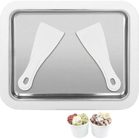Eismaschine Mit 2 Spateln, Sofort Gerollte Eisplatte, Eismaschine Für Diy-familie, Roll-gelato-tablett Für Die Herstellung Von Eis, Joghurt, Frucht-smoothie, Milchshake, Sorbet (weiß)