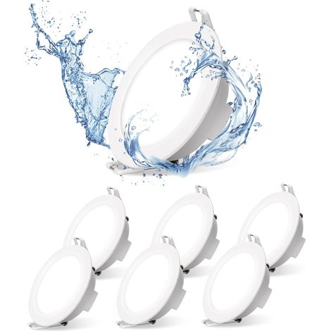 Extra Flacher Led-einbaustrahler, 4,8 W, 560 Lm, Ip65 Für Badezimmer Und Dusche, Bianco, Kaltweißes Licht 6500 K, Loch Φ68 Mm, Ac220–240 V, 6 Stück