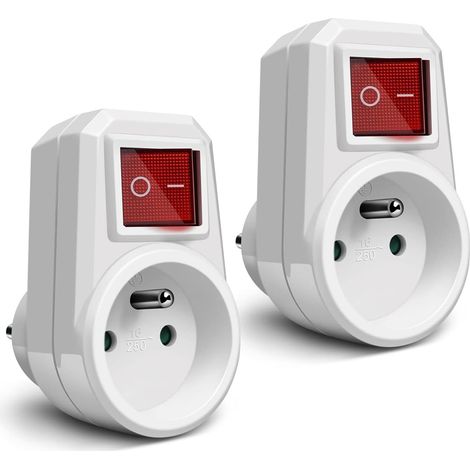 Extrastar Steckdosen Mit Schalter, 1-in-1-elektro-wandstecker, Elektrische Wandsteckdose, Ideal Für Schlafzimmer, Heimbüro, 16 A, 230 V, Weiß, 2 Stück