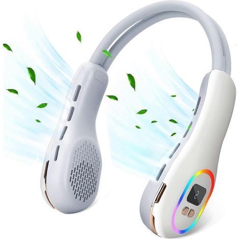 Honornic – 3600 Mah Tragbarer Halsventilator Ohne Flügel Mit Rgb-umgebungsbeleuchtung, Leise Und Tragbar, Ideal Für Zuhause Oder Büro.