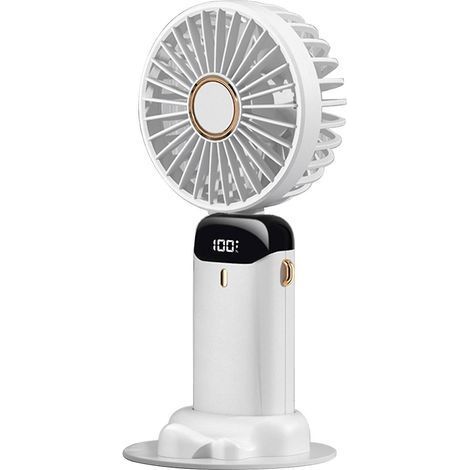 Honornic – Tragbarer Outdoor-mini-ventilator, Dual-akku, 5 Geschwindigkeiten, Ideal Für Camping Und Wandern (weiß).