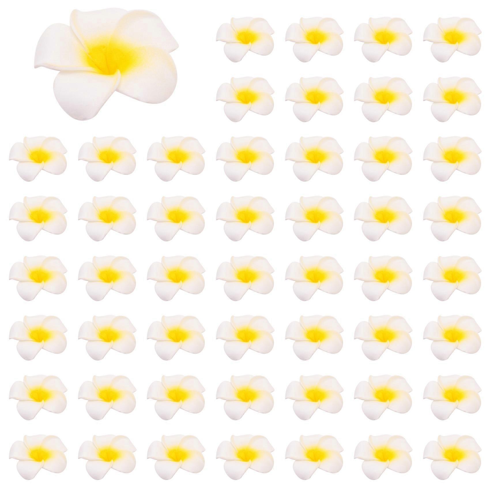 800 Pétales De Frangipanier Artificiels Hawaïens En Mousse Blanche (5 Cm) Pour Décoration De Cheveux, Chapeaux, Couronnes Et Autres Accessoires De Mariage.