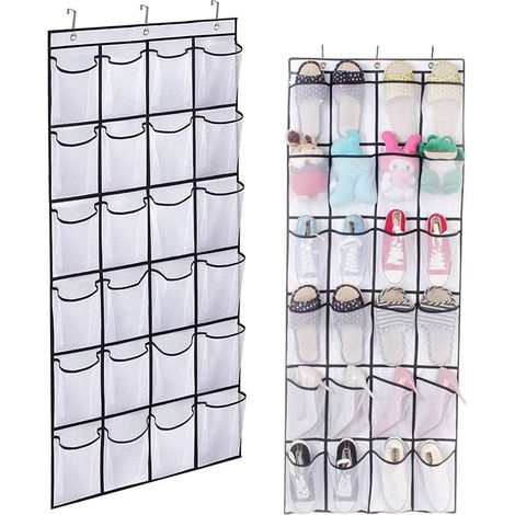 Hängender Schuh-organizer, Schuh-organizer Über Der Tür, Platzsparendes Schuhregal Für Die Tür, 24 Taschen, Platzsparend Mit 3 Haken Für Küche, Kleiderschrank, Schlafzimmer, Zuhause