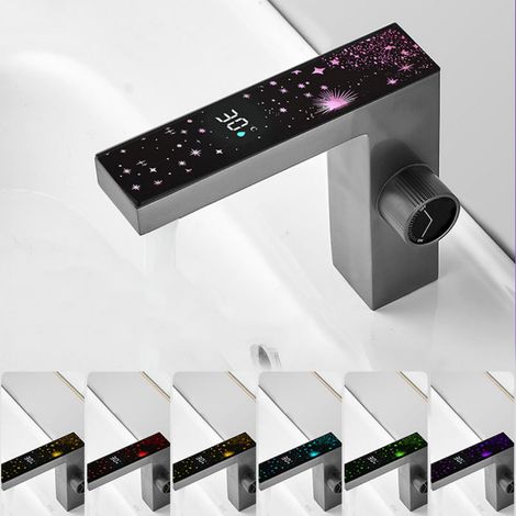 Intelligente Waschtischarmatur Mit Led-bildschirm – Batterieloser Elektronischer Mischer Aus Kalkhemmendem Messing – Anzeige Der Warm-/kaltwassertemperatur