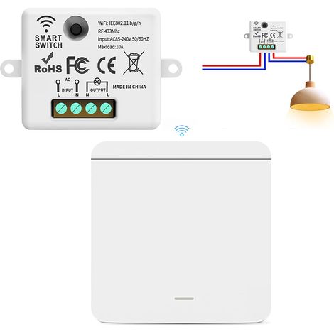 Kabelloser Schalter Mit Empfänger, 433 Mhz, Ac85–265 V, Kabelloser Dip-schalter, Kabelloser Lichtschalter, Keine Verkabelung Erforderlich