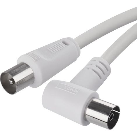 Koaxiales Antennenkabel Für Digital-tv, Receiver, Sat – Doppelt Geschirmt, Gerader Stecker Auf Abgewinkelte Buchse (90°)