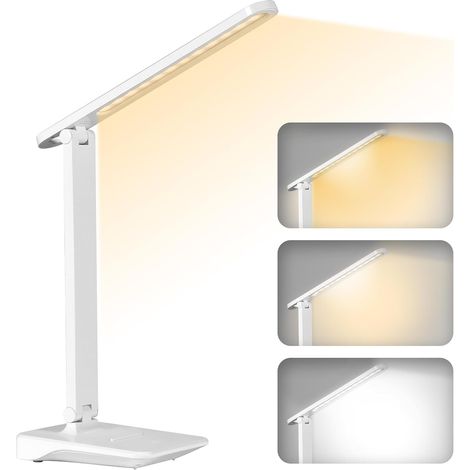 Led-schreibtischlampe, Kabellos Mit 2400-mah-akku, 3 Temperaturmodi Und Einstellbare Helligkeit Von 15 Bis 100 %, Faltbar, Touch-steuerung, Augenschutz, Für Nachttisch, Büro, Kinder