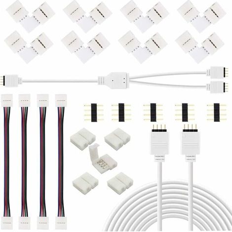 Led-streifen-anschluss-zubehör-set Für 4-polige 5050 Rgb-led-streifen, Led-streifen-anschluss, Led-streifen-verteiler, Led-streifen-verlängerung, Led-streifen-eckverbinder, Led-streifen-clips