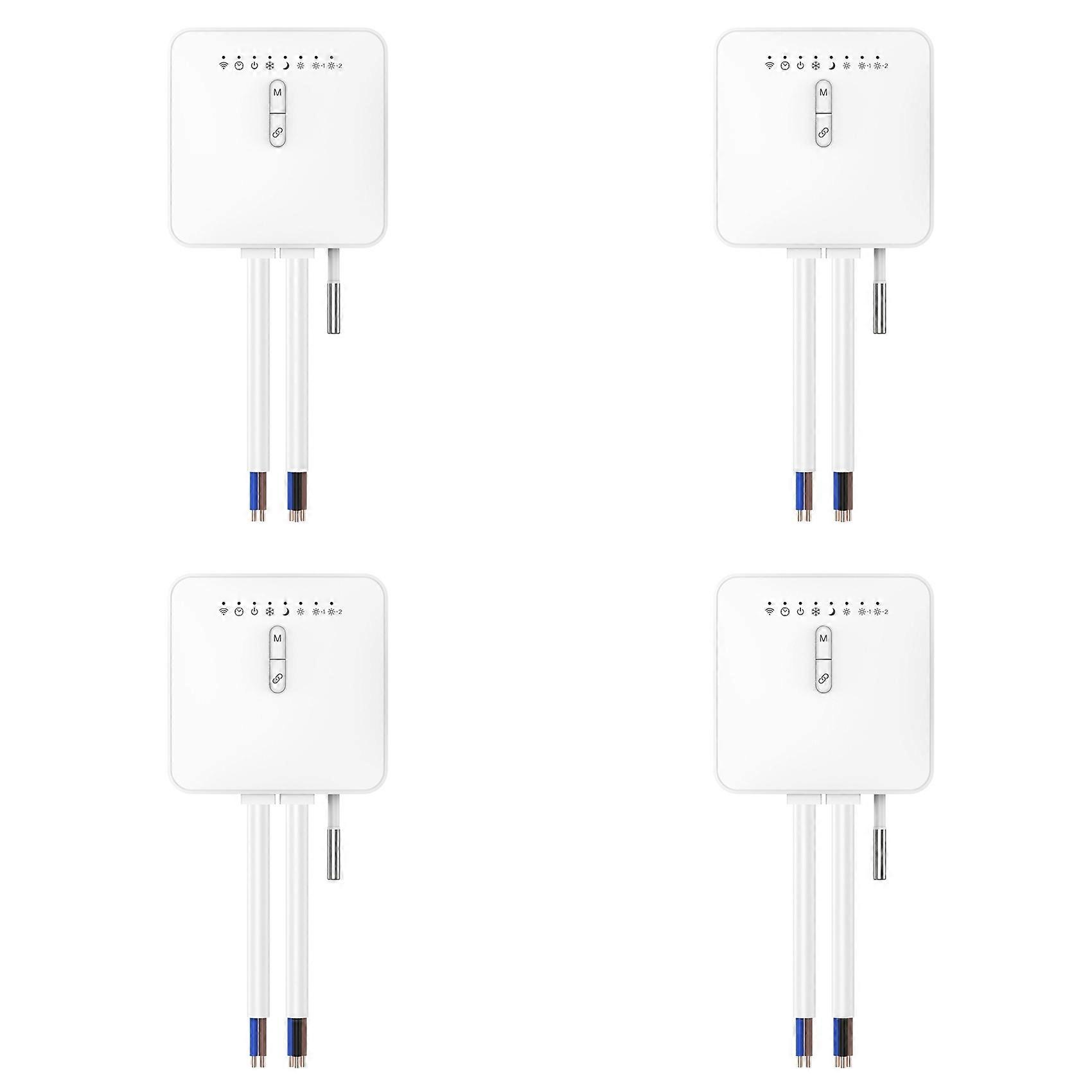 Lot De 4 Thermostats Intelligents Tuya Zigbee Pour Radiateurs Chauffants À Fil Pilote, Avec Contrôle À Distance De La Consommation Électrique.
