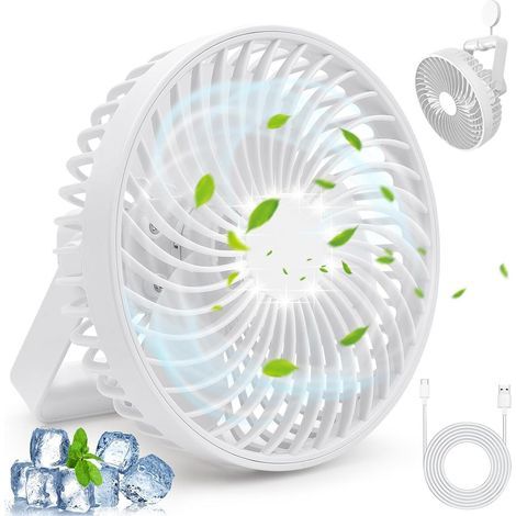 Leiser Und Leistungsstarker Usb-tischventilator: Wiederaufladbarer Persönlicher Ventilator Mit 4 Geschwindigkeiten Und Led-licht