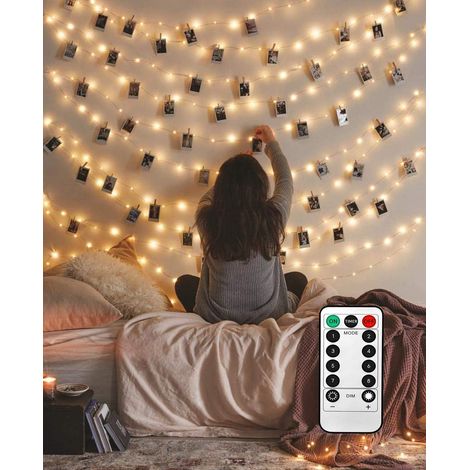 Lichterkette Zum Aufhängen Von Fotos, 50 Leds, 17 Fuß, 8 Modi, Lichterkette Mit Clips Für Bilder, Mit Fernbedienungsfunktion Für Fotos, Bilder, Karten