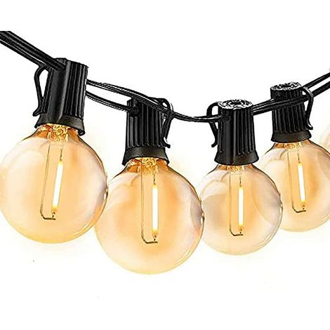 Lichterkette Für Den Außenbereich, G4015 M, Led, Warmweiß, 50 Glühbirnen, E12, Wasserdichte Lichterkette Für Party, Garten, Terrasse
