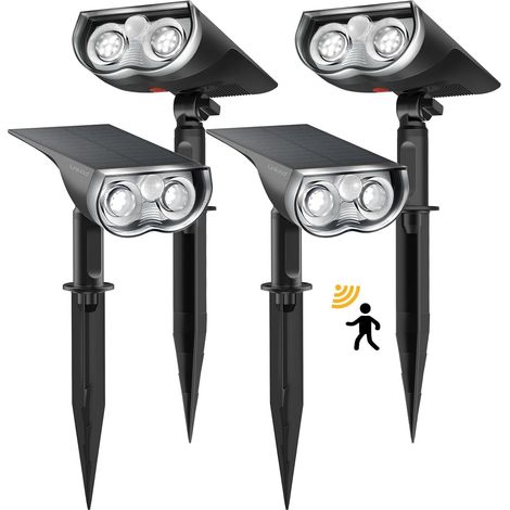 Linkind Solarleuchten Für Den Außenbereich, Bewegungsmelder, 1000 Lm, Kaltweiß 6500 K, 4er-set