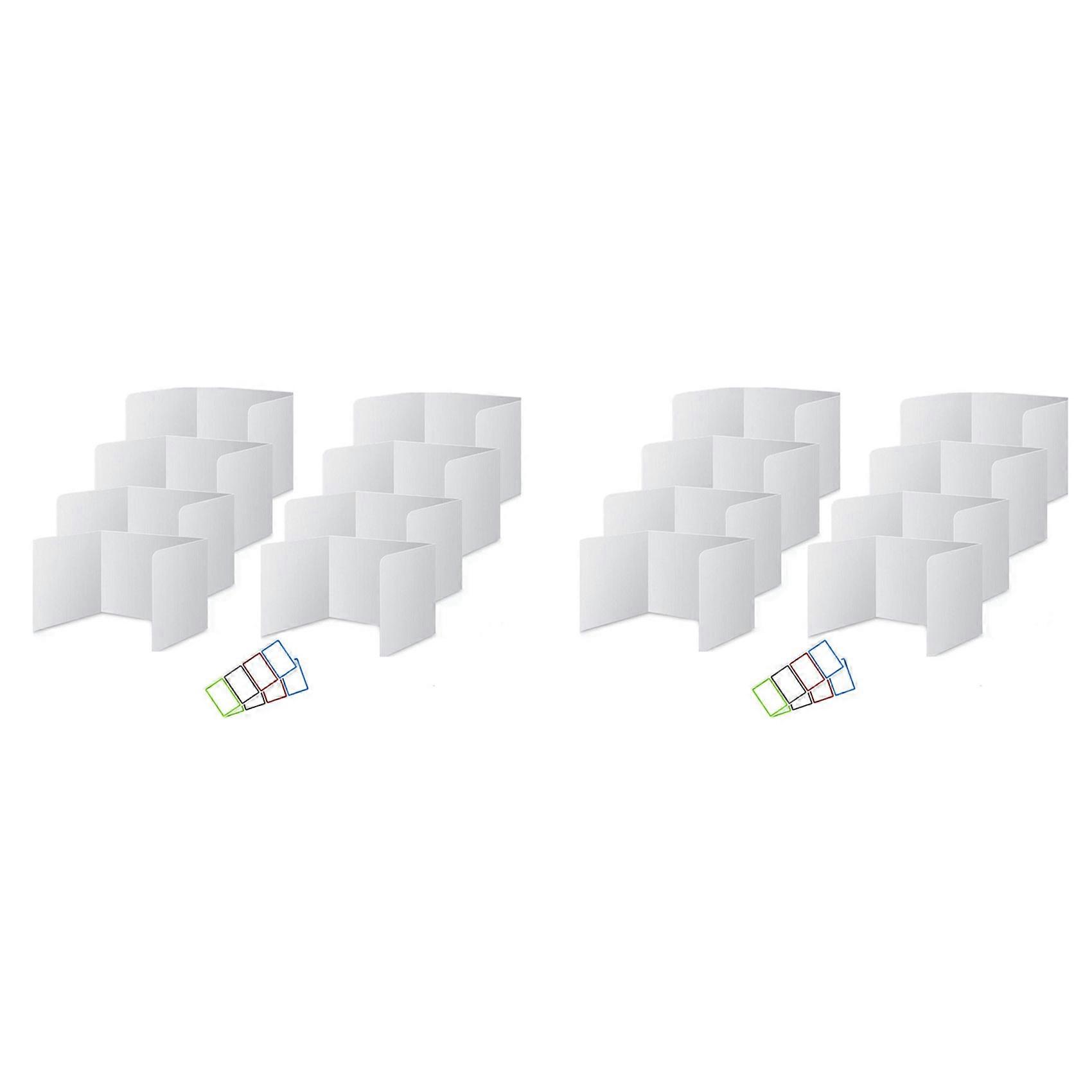 Lot De 16 Séparateurs De Bureau Pour Étudiants, En Plastique Imperméable, Faciles À Nettoyer, Pour Préserver L'Intimité En Classe (blanc).