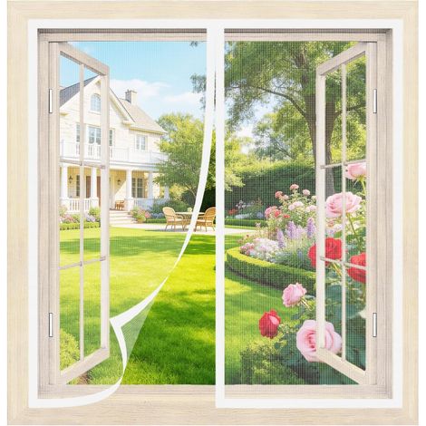 Magnetisches Fenster-moskitonetz, 110 X 120 Cm, Weiß – Fenster-moskitonetz Ohne Bohren, Automatisches Schließen, Ultrafeines Netz, Anpassbar An Die Meisten Fenster Und Balkontüren