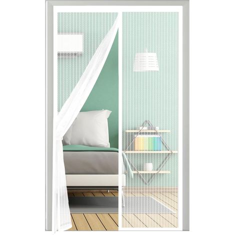 Magnetisches Moskitonetz 100 X 200 Cm, Weißes Moskitonetz Für Fenster Und Türen, Ohne Bohren, Magnetisches Moskitonetz, Ideal Für Balkontüren, Keller, Terrassen