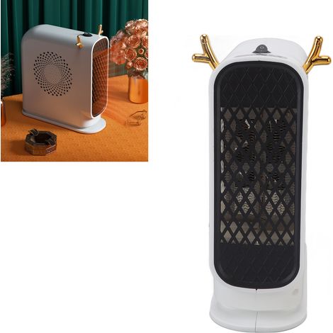 Mini-elektroheizung, Schnelle Erwärmung, Einstellbare Temperatur, Tragbarer Elektrischer Tischventilator Für Büro, Schlafzimmer, Stilvoll, Weiß, Eu-stecker, 220 V