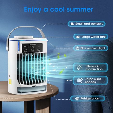 Mobile Klimaanlage, 500 Ml Lufterfrischer, 3 Geschwindigkeiten, 3 Nebelmodi, Tragbare Mini-klimaanlage Für Räume Und Außenbereich, Weiße Wolke