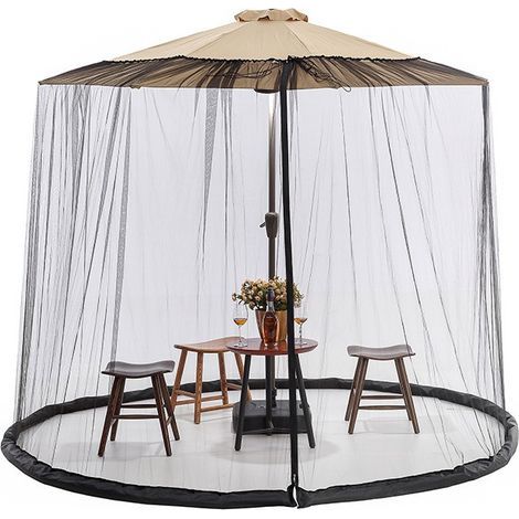 Moskitonetz Für Sonnenschirm 230 X 300 Cm – Rundes Moskitonetz – Terrassen, Rasenflächen Und Balkone, Gebrochenes Weiß