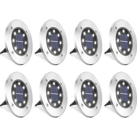 Packung Mit 10 Wasserdichten Ip65-solarleuchten – 8 Leds Pro Lampe – Autonomie 8 Bis 12 Stunden – Schnelle Kabellose Installation